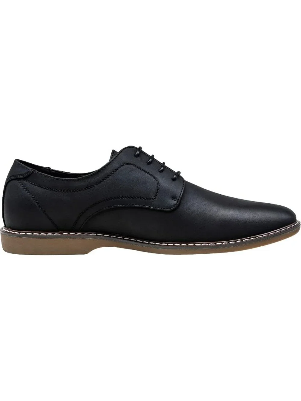 Men's Dark Black Faux Leather Casual Dress Shoes Retro Business Classic